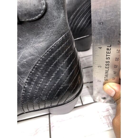 Dansko Black Leather Ankle Boots Block Heel Zip Heel Booties Women 38EU/7.5M US - Picture 16 of 16